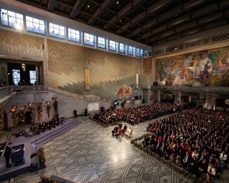 The Nobel Peace Prize is awarded at a royal ceremony at Oslo City Hall.