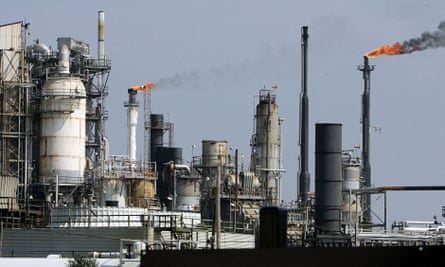 An oil refinery on Galveston Bay in Texas City, Texas.
