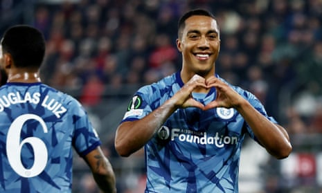 Youri Tielemans celebrates scoring for Aston Villa