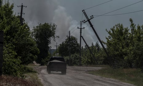 Smoke rising over an area of the Ukraine-Russia border