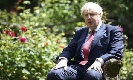 Boris Johnson in the Downing Street rose garden in July