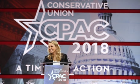 Marion Marechal-LePen<br>Marion Marechal-Le Pen, 28, speaks at the Conservative Political Action Conference (CPAC), at National Harbor, Md., Thursday, Feb. 22, 2018. Out of the shadows, the woman who was the rising star of France’s far right National Front until she left politics, is emerging on the other side of the Atlantic, stepping into the limelight as a speaker at a major forum for American conservatives. (AP Photo/Jacquelyn Martin)
