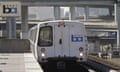 A lone commuter rides a normally packed, San Francisco-bound Bay Area Rapid Transit (Bart) train in 2020. The subway and overground train service has struggled to rebound to pre-pandemic levels, prompting fears of a financial death spiral.
