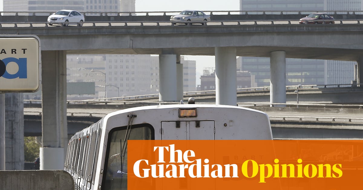 Artist’s rendering of Trump’s transportation policy: a gleaming express train from the luxury condo district to the private terminal, passing straight over the neighborhoods where the tracks never stop.