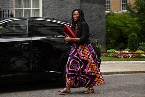 The secretary of state for energy and net zero Miatta Fahnbulleh walks to attend the first cabinet meeting.