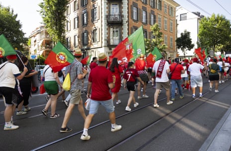 A Portuguese parade through the streets of Bern in memory of Diogo Jota and Andre Silva.