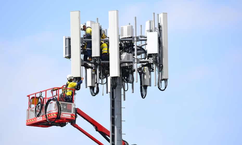Work being carried out on a mobile network tower in Sydney in March