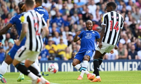 Raheem Sterling’s shot is deflected off Kieran Trippier to give Chelsea an equaliser.