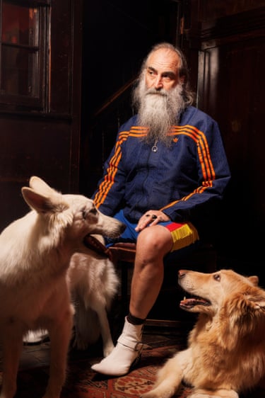 Warren Ellis with his two dogs