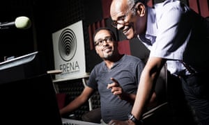 Biniam Simon (left), a former Eritrean state TV journalist, and Fathi Osman, a former diplomat, broadcast Radio Erena from two small rooms in a Paris backstreet