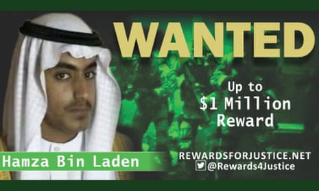 A photo announcing the $1m reward for help tracing Hamza bin Laden.