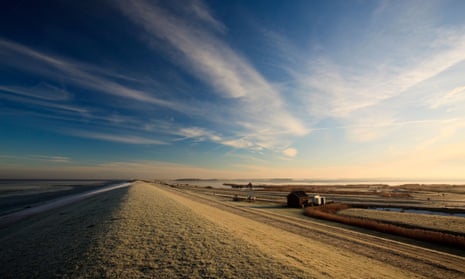 Warm light at Wadden Sea dyke