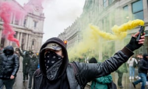 Protesters ‘Rally Against Capital’ in London in February 2020.