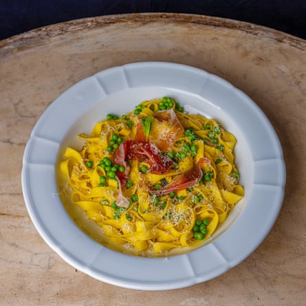 OFM DIY Tagliatelle with peas and parma ham Angela Hartnett Observer Food Monthly May 2020