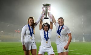 Italy Women v England Women - Womens Six NationsPARMA, ITALY - NOVEMBER 01: Jess Breach, Shaunagh Brown and Sarah Bern celebrate after winning the Grand Slam during the Women’s Six Nations match between Italy and England on November 01, 2020 in Parma, Italy. Football Stadiums around Europe remain empty due to the Coronavirus Pandemic as Government social distancing laws prohibit fans inside venues resulting in fixtures being played behind closed doors (Photo by Chris Ricco - RFU/The RFU Collection via Getty Images)“n