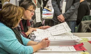 Ballots are examined in Michigan before a judge’s ruling effectively ended the recount there.