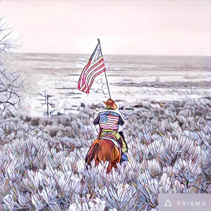 Duane Ehmer on his horse Hellboy at Oregon’s Malheur national wildlife refuge on the sixth day of a militia occupation.