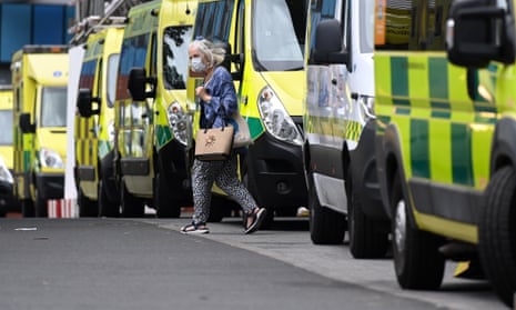 Ambulances outside the Royal London hospital in London on Monday