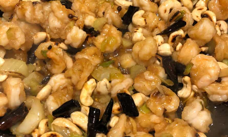 ‘Like punctuation marks with cashews’: gong bao prawns.