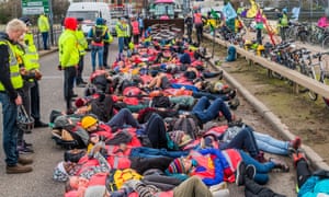 Extinction Rebellion protest at Heathrow airport, December 2019. 