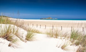 The wide soft sands of huge Su Giudeu beach in the south of Sardinia.