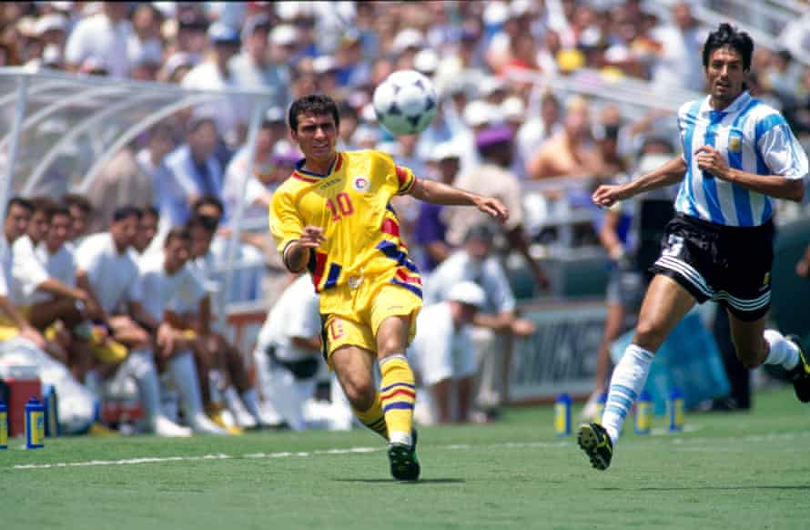 Gheorghe Hagi in action for Romania at the 1994 World Cup.