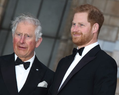Charles and Prince Harry in dinner jackets