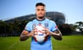 NSW Blues prob Spencer Leniu holds a rugby league ball ahead of a State of Origin debut against Queensland Maroons