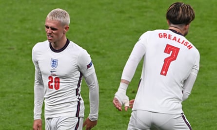 Phil Foden grimaces as he is substituted during England’s goalless draw with Scotland in the Euro 2020 group stage.