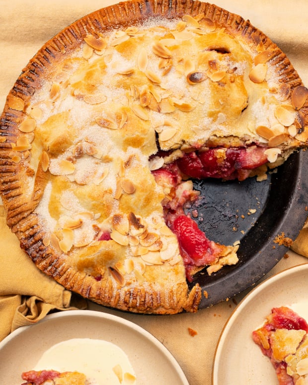 ‘The plum is a fruit on which to gorge’: plum and almond pie.