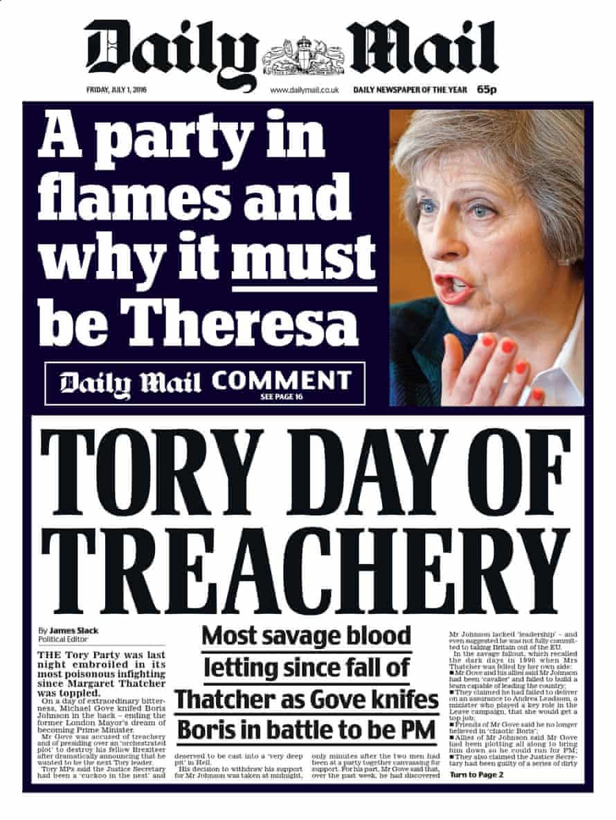 The Daily Mail’s front page supporting Theresa May.