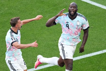 Romelu Lukaku celebrates after scoring against the US.