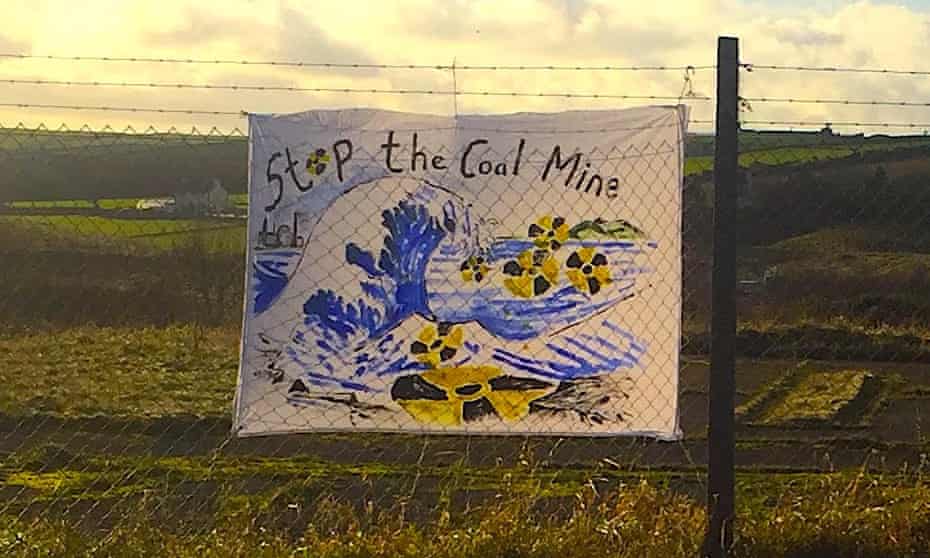 An anti-mine sign near the West Cumbria Mining HQ