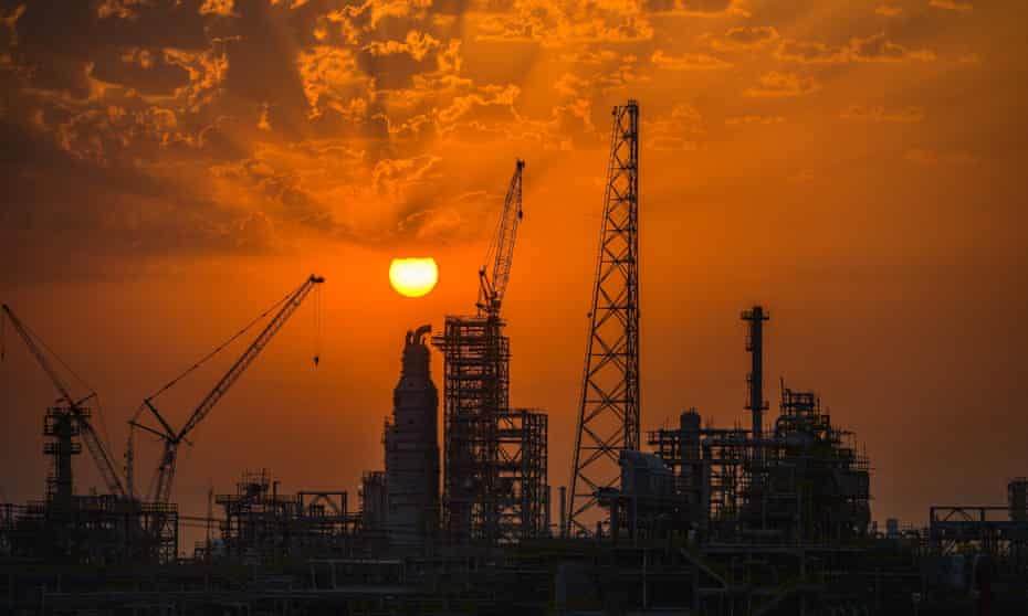 Oil refineries under construction south of Kuwait City