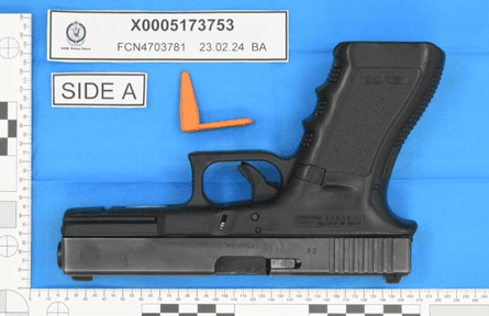 A police photograph of the gun allegedly used in the shootings.