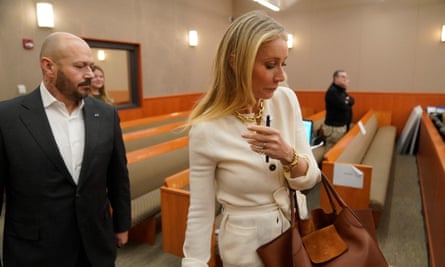 Gwyneth Palyrow enters the courtroom on  in Park City, Utah where she is accused of injuring another skier  