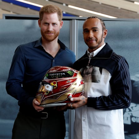 Prince Harry meets Lewis Hamilton at Silverstone on Friday.