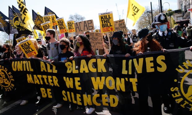 Black Lives Matter supporters at a ‘kill the bill’ protest in London
