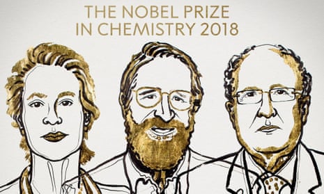 Frances H Arnold, George P Smith and Gregory P Winter, who have won the 2018 Nobel prize in chemistry.