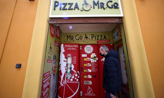 Claudio Zampiga waits for his order at Mr Go Pizza.