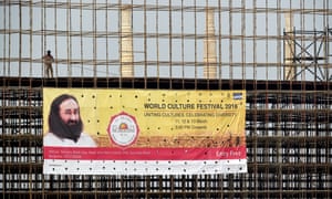Construction work for the World Culture Festival on 1 March.