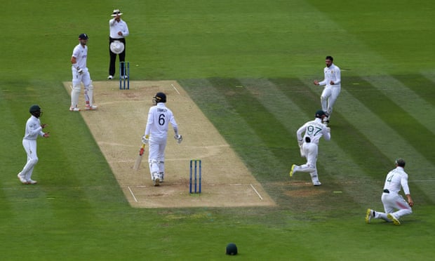 Zak Crawley is dismissed by Keshav Maharaj for 13.