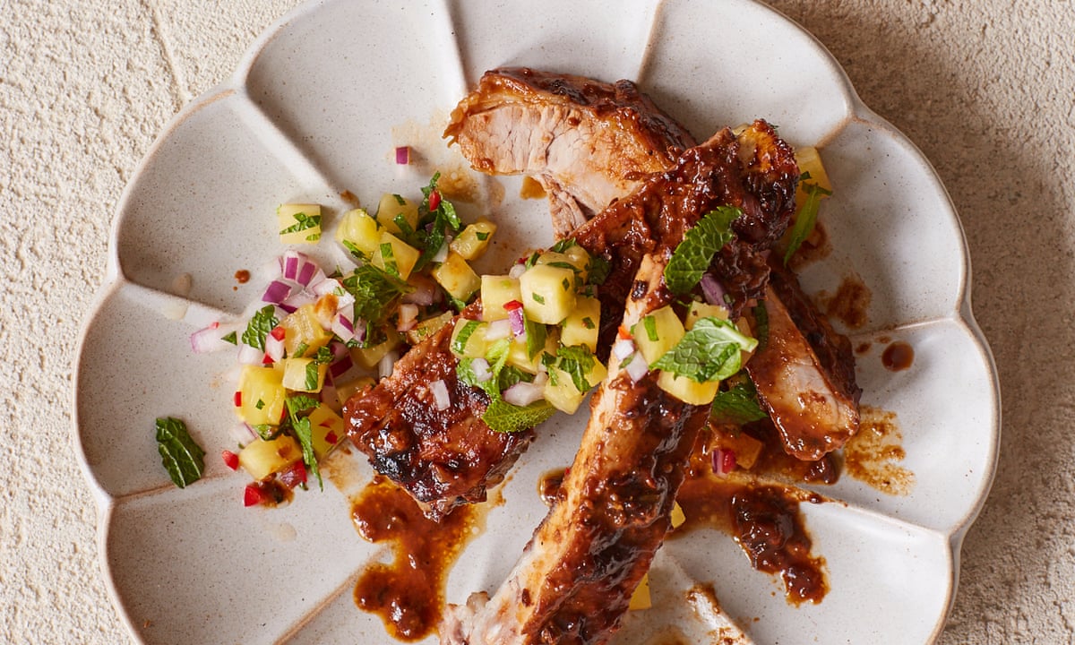 Thomasina Miers' recipe for pork ribs with pineapple salsa Food