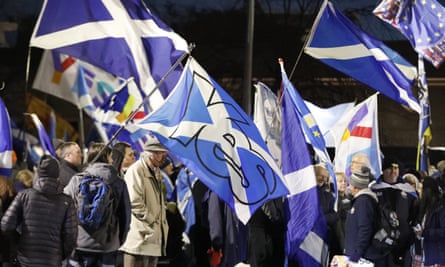 A pro-independence rally outside the Scottish parliament on Wednesday