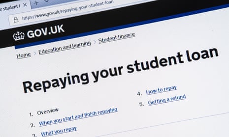 Gov.uk website on a page about repaying student loans