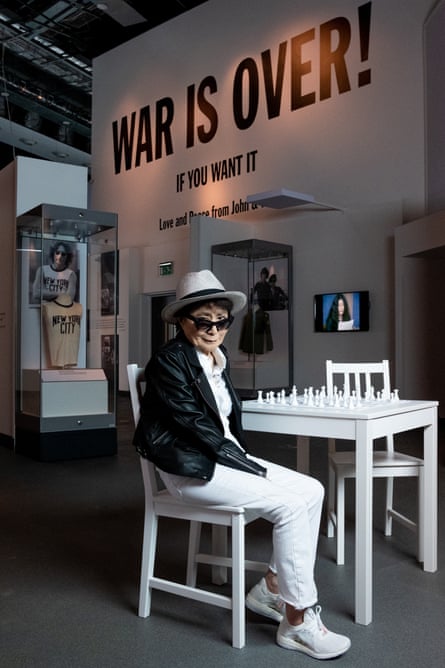 Yoko Ono at the Double Fantasy exhibition at the Museum of Liverpool.