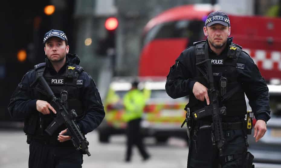 Armed police near the site of the attack at London Bridge