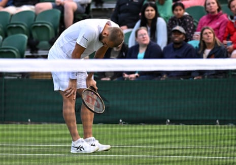 Britain's Dan Evans reacts during his defeat.