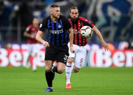 Inter’s Milan Skriniar in action against Milan.