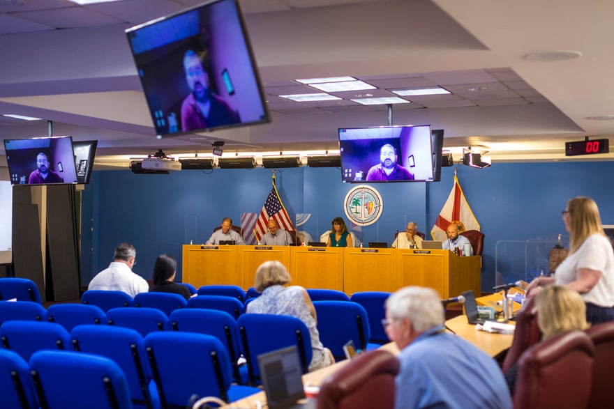 A town board meeting at the government building in Marathon, Florida on June 21, 2021.